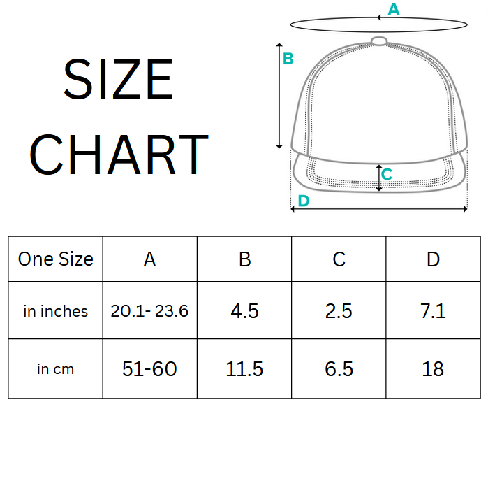 Snapback hat hotsell size chart